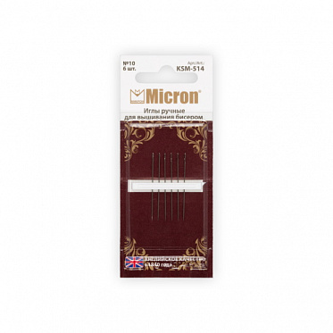 Иглы Micron для шитья ручные для вышивания бисером (уп.6 шт) 47-514КSМ купить {в городе}